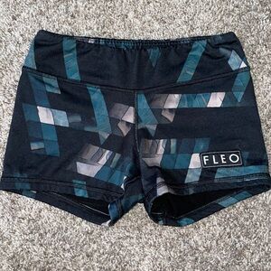 Fleo Black Teal Geometric Performance Shorts
